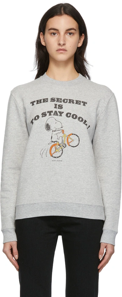 Saint Laurent + Snoopy Printed Cotton-blend Jersey Sweatshirt In Grey