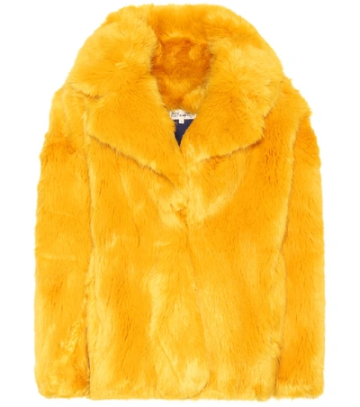 Diane Von Furstenberg Yellow Faux Toscana Fur Jacket