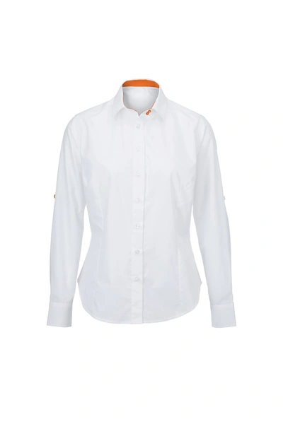 Alexandra Womens/ladies Roll Sleeve Hospitality Work Shirt (white/ Orange)