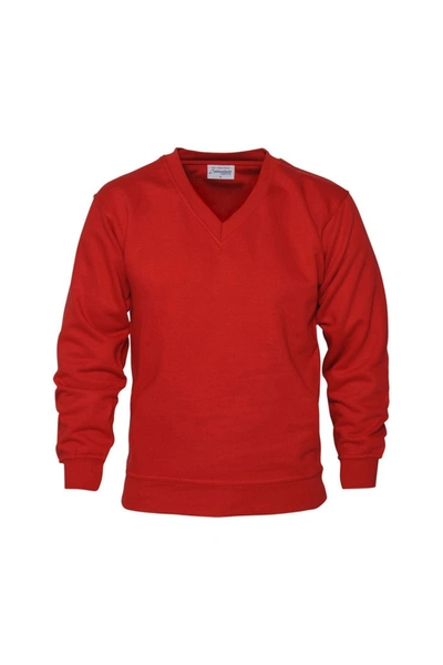 Absolute Apparel Mens V Neck Sweat In Red