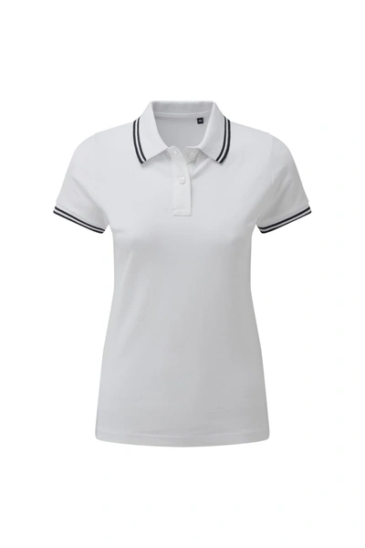Asquith & Fox Womens/ladies Classic Fit Tipped Polo (white/navy)