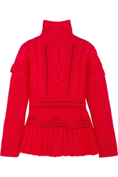 Altuzarra Prelude Cable-knit Wool Turtleneck Sweater In Red