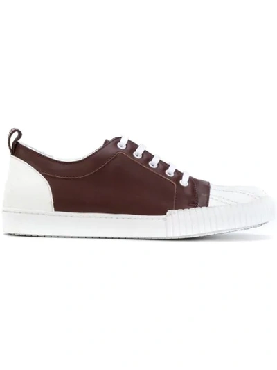 Marni Two-tone Shell Toe Leather Sneakers In Brown In Red