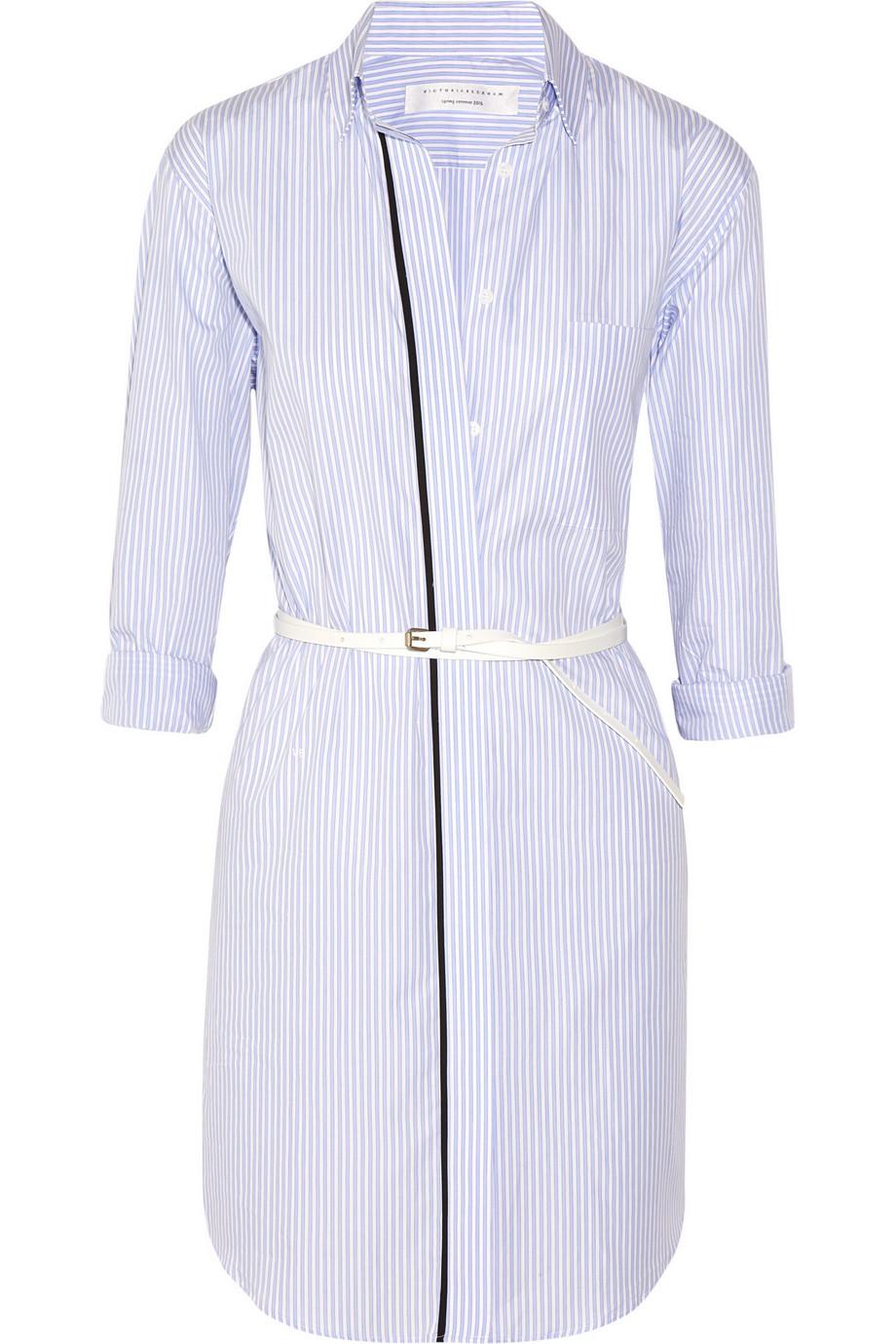 Victoria Beckham Striped Cotton Shirt Dress | ModeSens