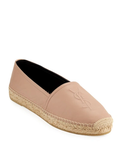 Saint Laurent Napa Leather Slip-on Espadrille With Logo In Pink