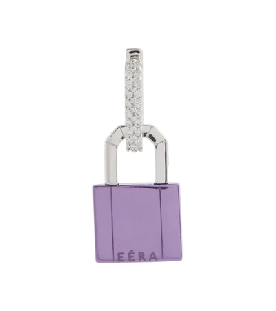 Eéra Lock Small 18kt White Gold Single Earring With Diamonds In Purple