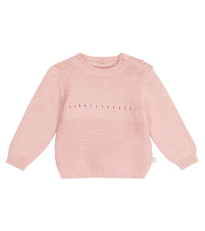 Stella Mccartney Pink Sweater For Baby Girl With Pink Dog In Rosa