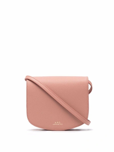 A.p.c. Mini Dina Saffiano-leather Bag In Soft Pink