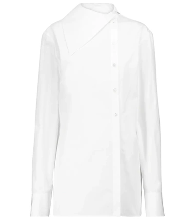 Jil Sander Asymmetric-collar Cotton-poplin Shirt In White