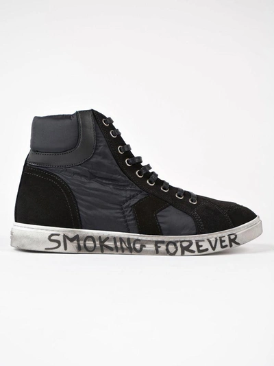 Saint Laurent Smoking Forever Joe Mid Top Sneaker In Nero