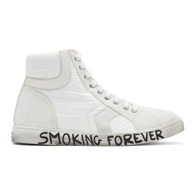 Saint Laurent Smoking Forever Joe Mid Top Sneaker In White