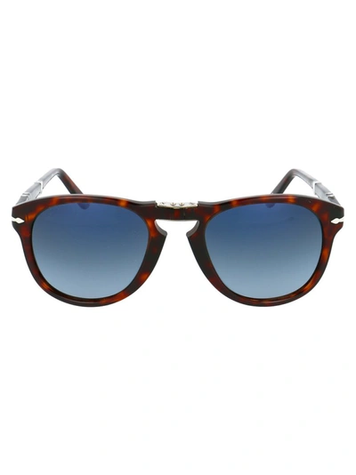 Persol 714 Round Frame Folding Sunglasses In Brown