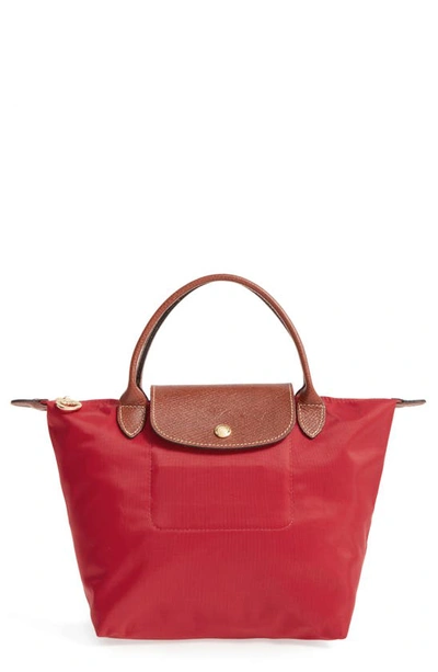 Longchamp Le Pliage Small Top Handle Nylon Handbag In Deep Red | ModeSens