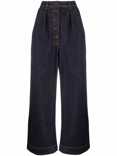 Loewe High-rise Wide-leg Jeans In 蓝色