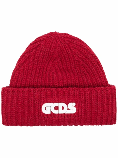 Gcds Red Wool And Alpaca Blend Beanie In Rot