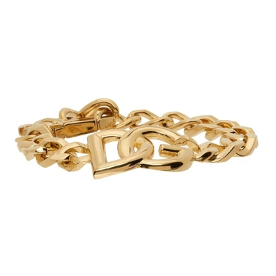 Dolce & Gabbana Oversized-logo Curb Chain Bracelet In Oro