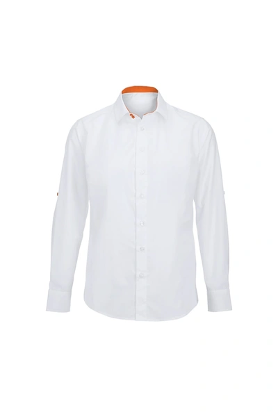 Alexandra Mens Roll Sleeve Hospitality Work Shirt (white/ Orange)