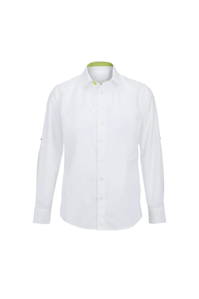 Alexandra Mens Roll Sleeve Hospitality Work Shirt (white/ Lime)