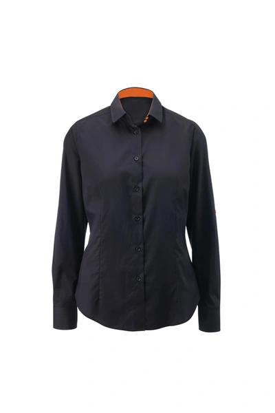 Alexandra Womens/ladies Roll Sleeve Hospitality Work Shirt (black/ Orange)