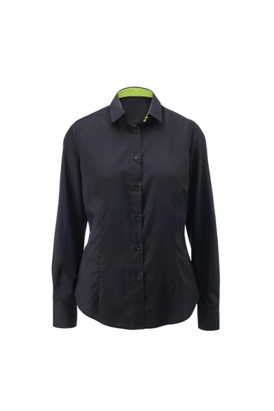 Alexandra Womens/ladies Roll Sleeve Hospitality Work Shirt (black/ Lime)