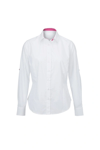 Alexandra Womens/ladies Roll Sleeve Hospitality Work Shirt (white/ Pink)