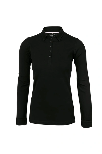 Nimbus Womens/ladies Carlington Deluxe Long Sleeve Polo Shirt (black)
