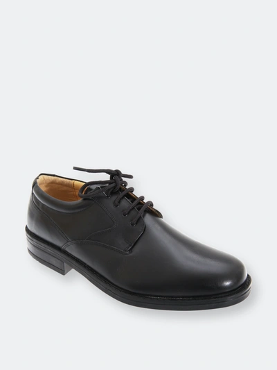 Roamers Mens Flexi Plain Leather Gibson Shoes (black)