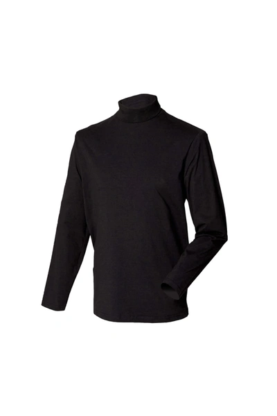 Henbury Mens Long Sleeve Cotton Rich Roll Neck Top / Sweatshirt (black)