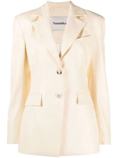 Nanushka Single-breasted Textured Blazer In Neutrals