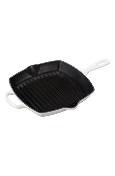 Le Creuset 10 Inch Square Enamel Cast Iron Grill Pan In White