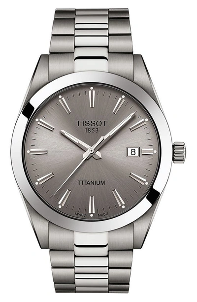 Tissot Men's Swiss Gentleman Gray Titanium Bracelet Watch 40mm