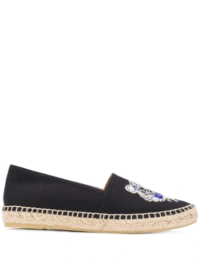 Kenzo Tiger Embroidery Espadrilles In Black
