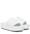 Balenciaga Rise Lambskin Slide Platform Sandals In White & Black