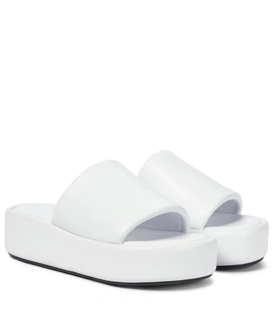 Balenciaga Rise Lambskin Slide Platform Sandals In White