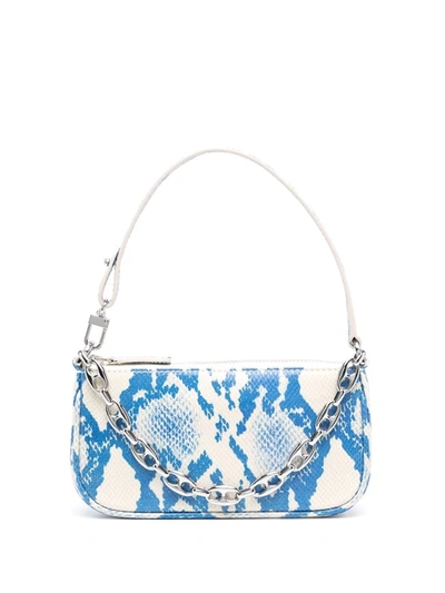 By Far Womens Royal Blue Rachel Mini Snakeskin-print Leather Shoulder Bag