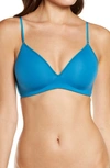 On Gossamer Next To Nothing Microfiber Wireless T-shirt Bra In Sapphire Blue