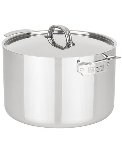 Viking 3-ply Stainless Steel 12qt Stock Pot With Metal Lid In Silver