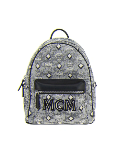 Mcm Vintage Jacquard Backpack In Gray/silver