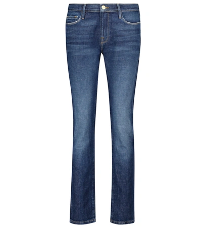 Frame Le Garçon Cropped Mid-rise Slim Jeans In Blue