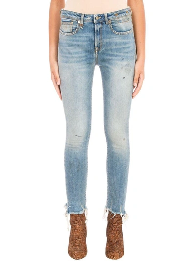 R13 Jenny Frayed-hem Skinny Jeans In Cyan