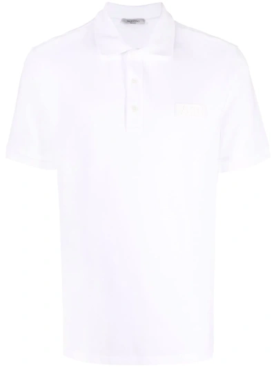 Valentino Men's Vltn Patch Polo Shirt In White/white