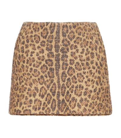 Valentino Leopard-print Tweed Mini Skort In Animal Print