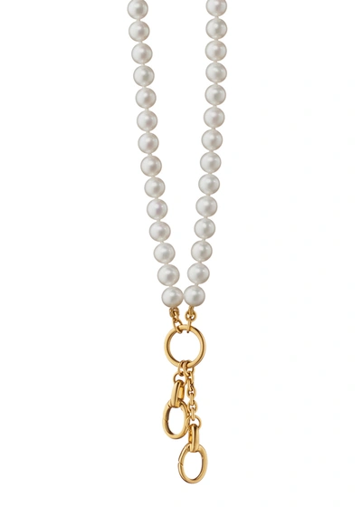 Monica Rich Kosann 18k Yellow Gold Pearl Charm Necklace In Multi