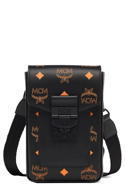 Mcm Colorsplash Logo Coated Canvas Crossbody Bag In Nero
