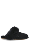 Ugg Scuff Sis Slippers In Shearling With Fur Trim In Black