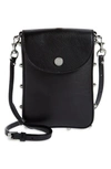 Rebecca Minkoff Envelope Leather Phone Crossbody Bag In Black/silver