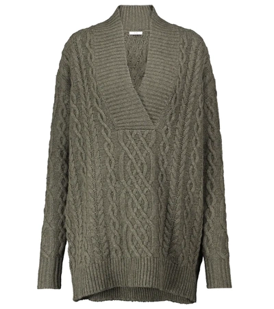 Co Cable-knit Wool And Cashmere-blend Sweater In Green