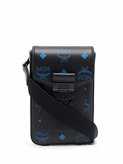 MCM Colorsplash Logo Crossbody Bag Vallarta Blue in Coated Canvas - US