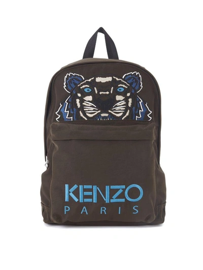 Kenzo Zaino  In Tessuto Marrone Con Tigre E Logo