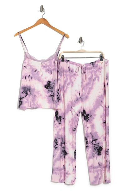 Midnight Bakery Snake Print Camisole & Pants 2-piece Pajama Set In Purple/black